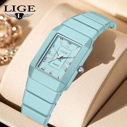 New Fashion LIGE Elegant Quartz Woman Watch Top Brand Luxury Ceramic Strap Waterproof Simple Dial Watches for Women Ladies Gifts
