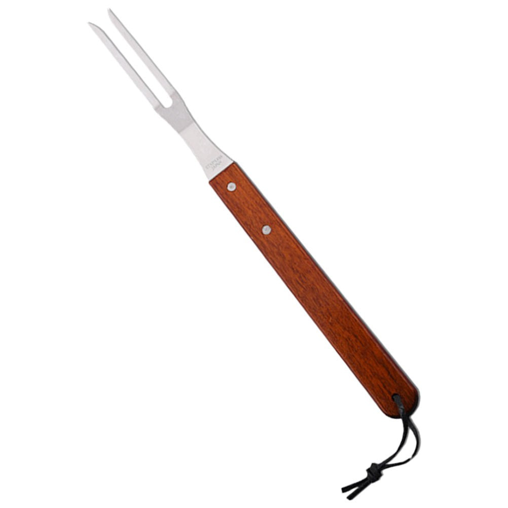 Stainless Steel Bbq Skewers 12 Inch With Wood Handle For Grilling Roasting Kebab Meat Fork Portable Barbecue Tools Set