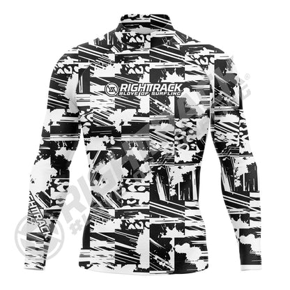 New Men's Surfing Shirt Spray Camo Lycra Rashguard RIGHTTRACK Surf Sportswear Beach UV Swimwear UPF50+ Clothes