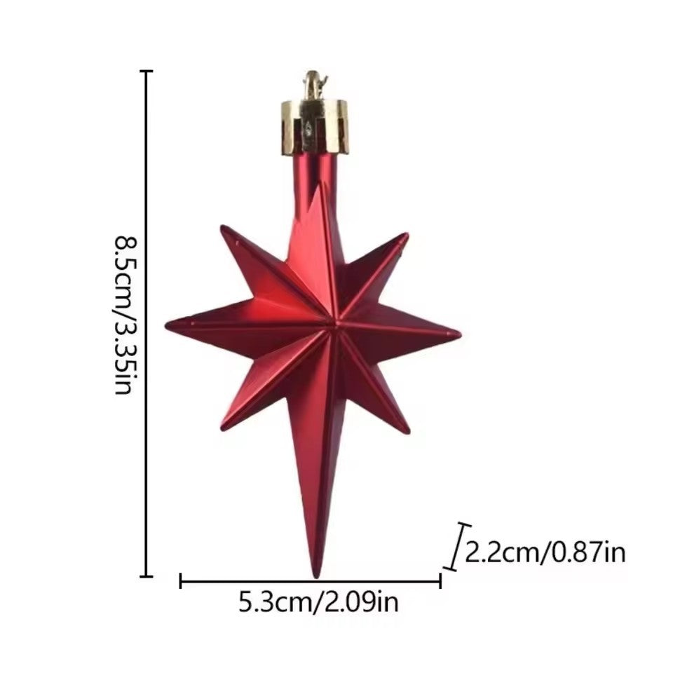 6/12pcs Plastic Christmas Hanging Ornaments Glittering Star Shaped Xmas Tree Pendant DIY Party Supplies Festival Decorations