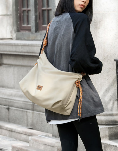 LEE Unisex Denim Blue Soft Pillow Shoulder Bags Beige Casual Simple Utility Light Ladies Large High Capacity Hobo Crossbody Bag