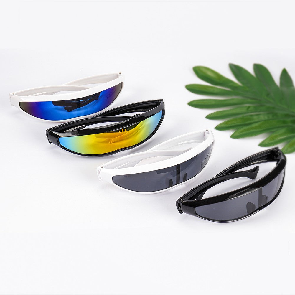 New Futuristic Narrow Cyclops Sunglasses Laser Eyeglasses UV400 Personality Mirrored Lens Costume Eyewear Men Gafas De Sol
