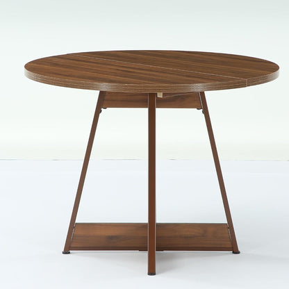 LITTLE TREE 39 Inches Round Dining Table for 2-4, Farmhouse Circle Kitchen Table for Dining Room, Wooden Dinner Table with Heavy