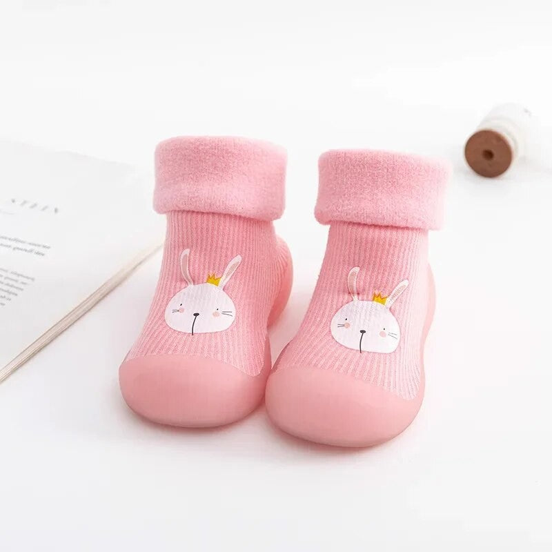 Autumn and Winter Toddler Shoes and Sock Baby Thickened Velvet Warm High Tube Boys and Girls Soft Bottom Indoor Children's Socks