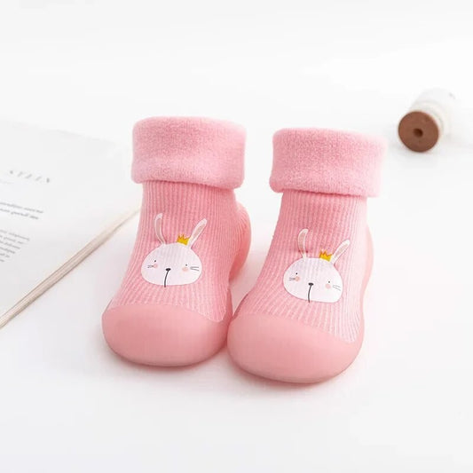 Autumn and Winter Toddler Shoes and Sock Baby Thickened Velvet Warm High Tube Boys and Girls Soft Bottom Indoor Children's Socks