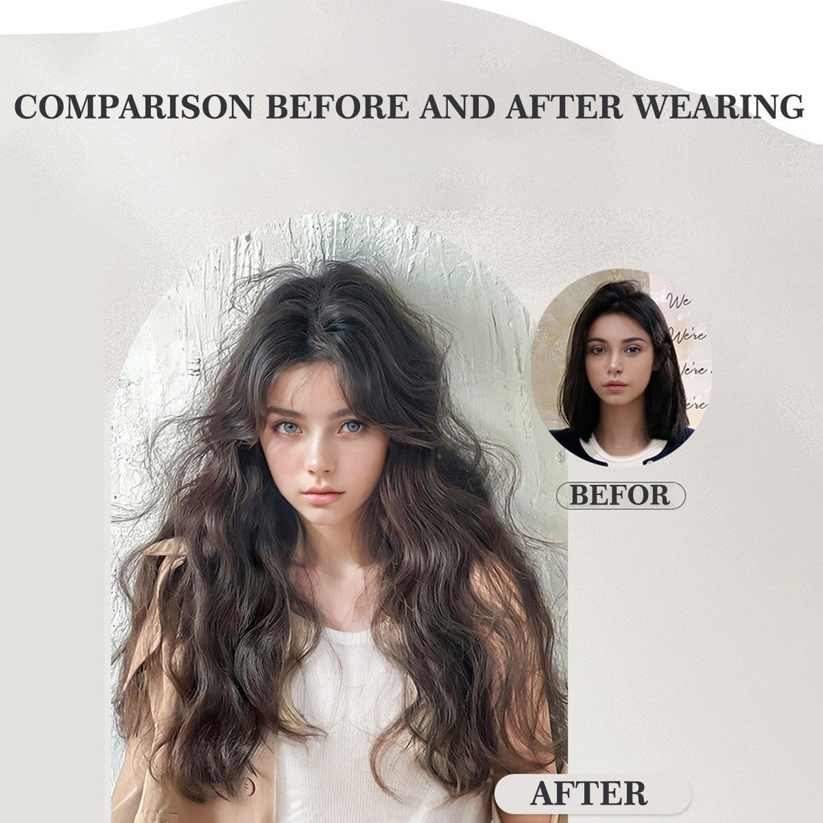 Ocelot Peruca de extensão de cabelo sintético ondulado de 40-60 cm com ondulação natural da água, acessórios de cabelo femininos, extensão de cabelo longo e cacheado