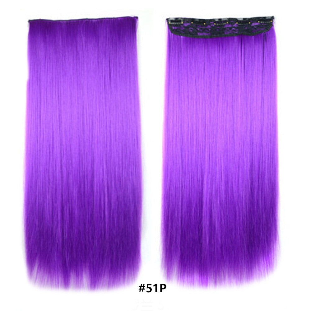 Extensões de cabelo sintéticas com clipe, longas e lisas, com 5 clipes em uma única peça, extensões de cabelo multicoloridas LIHUI