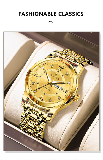 LIGE Brand BANGWEI Quartz Man Watch Fashion Stainless Steel Band Business Luxury Diamond Waterproof Calendar Watches for Men+Box
