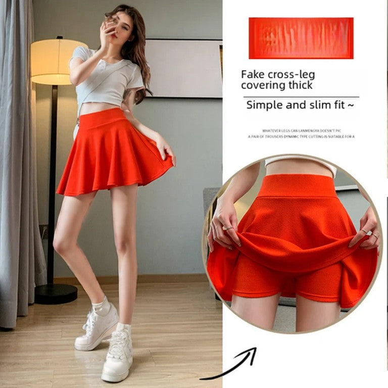 Bubble Short Skirt Women Half Skirt Anti Exposure High Waist Sun Underwear Hundred Pleats