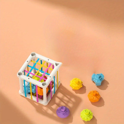 Atividade Sensorial de Empilhar Cubos Geométricos Jogo de Treinamento de Habilidades Motoras Finas e Dedos Brinquedos Educacionais Precoces Para Bebês Presente