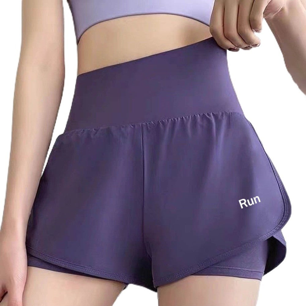 Fashion Anti-glare Lining 2 in 1 Yoga Shorts Loose Fitting Hem Elastic Sports Shorts Breathable Quick Dry Fitness Shorts Gym