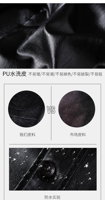 2025 Men's Soft PU Leather Jackets Business Office Coats Breathable Solid Male Faux Leather Jackets Warm Outerwear Plus Size 7XL