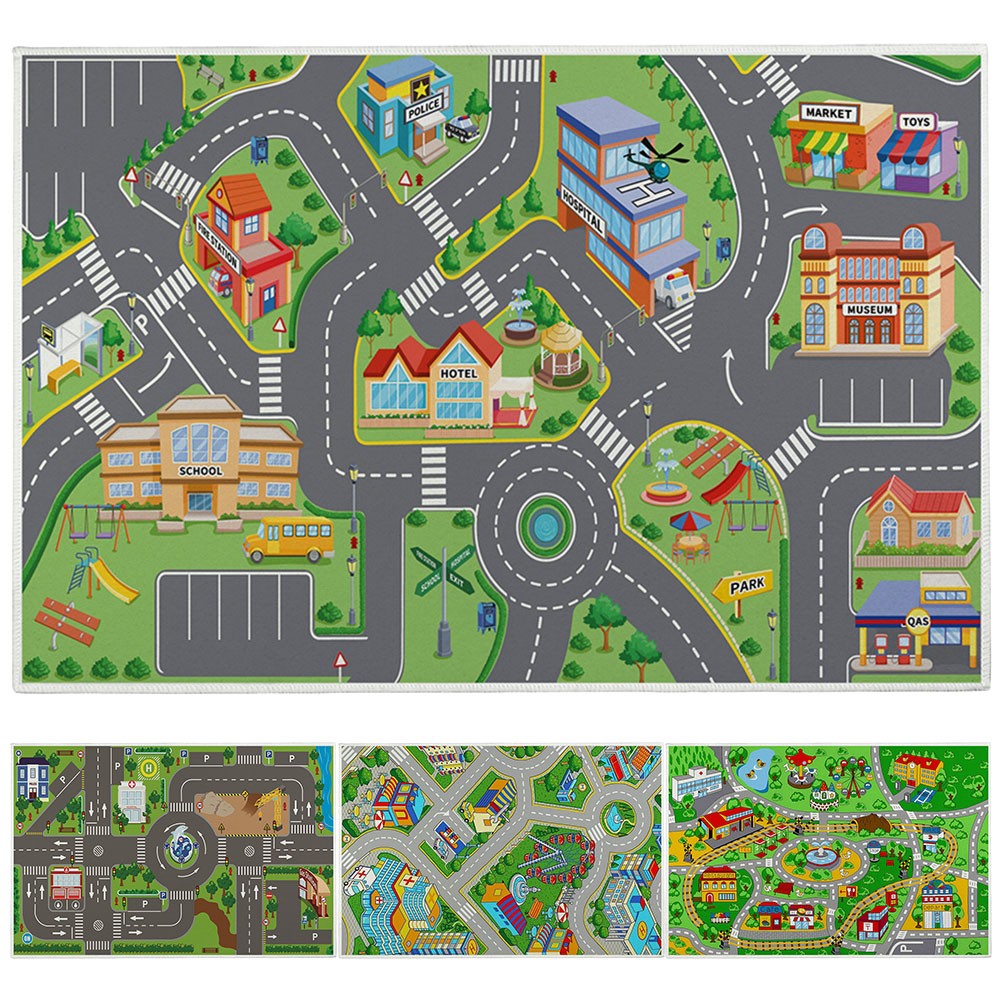 Road Mat Children Traffic Car Map Boy Girls Educational Toy Road Carpet Playmat For Baby Mats Cartoon City Rug Kids Toys Games