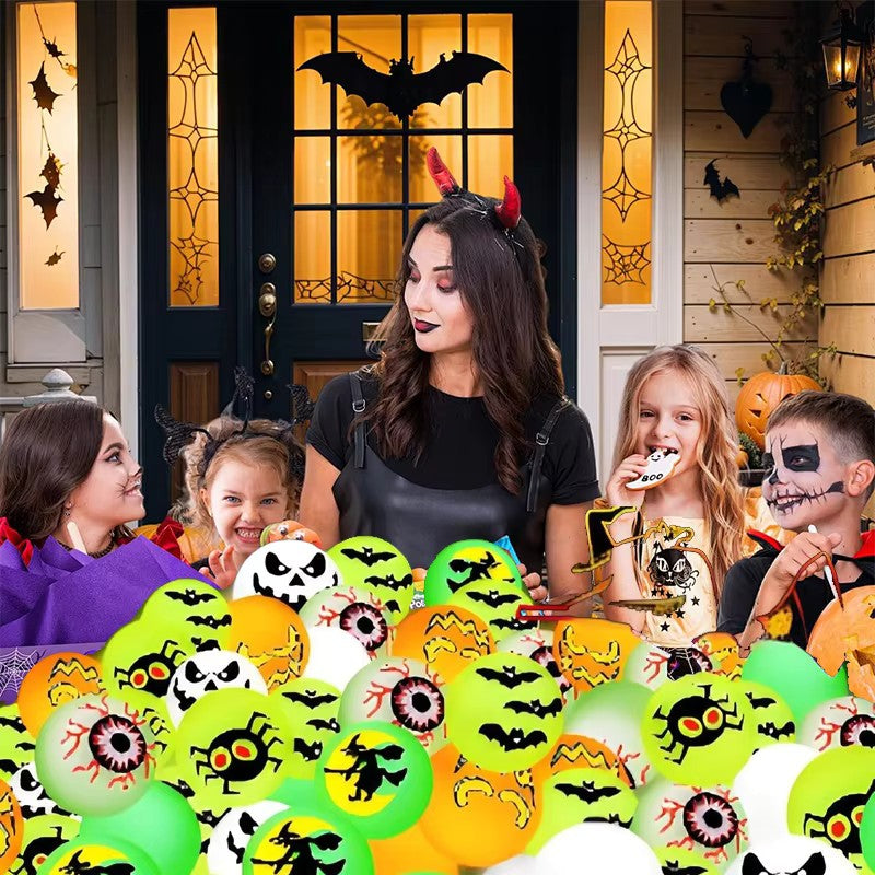 10/20/30Pcs Luminous Halloween Bouncing Ball Glow in The Dark Eyeball Scary Rubber Ball Haunted House Prop Halloween Party Favor