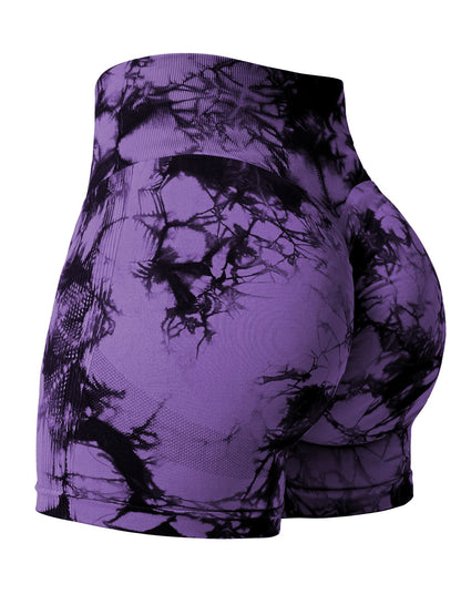 2024 Summer New 16 Color Sexy Tie Dye Shorts Woman Fitness Seamless Butt Lifting Shorts One Pieces Activewear Running Outdoors