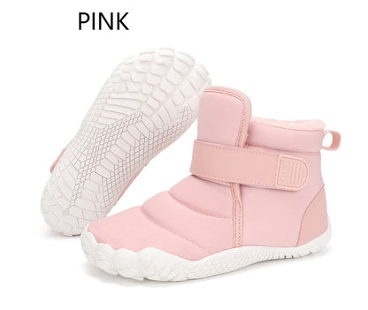Kids 2025 New Wide Toe Barefoot Snow Boots Boys Girls Winter Minimalist waterproof Sneakers Girls Boys Non-Slip Warm Snow Boots