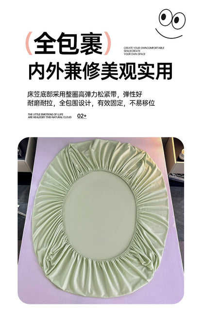 A 3-piece solid-color bed cover and pillowcase set, including 1 bed cover +2 pillowcases (without cores), machine washable