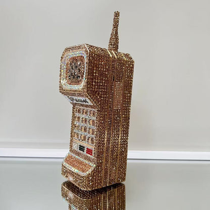 XIYUAN Newest Cellphone Shaped Rhinestone Evening Clutch Purse Luxury Diamond Wedding Party Bag Lady Pink Crystal Bridal Handbag