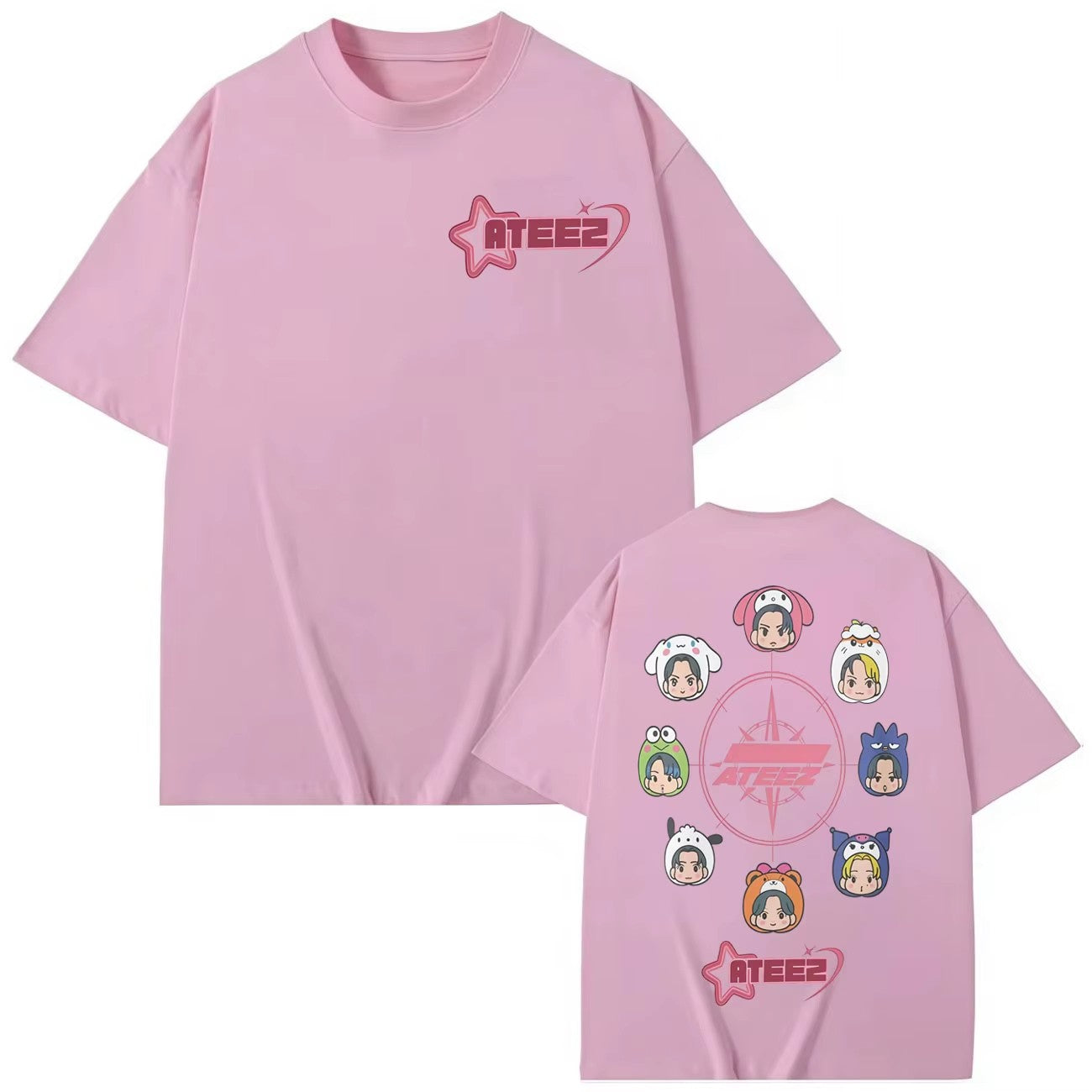 Kpop ATEEZ Cartoon T-shirt in Your Fantasy World Tour 2025 Graphic T Shirts Men Women Clothing Fashion Y2k Short Sleeve T-shirts