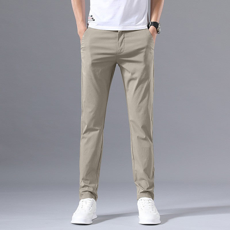 Calças Masculinas de Negócios Sociais Casual Caqui Verde-claro Perna Reta Clássica Slim Fit Venda Quente Fina Masculina