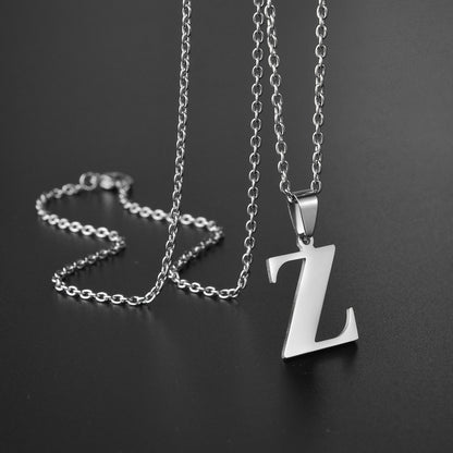 Colar de Aço Inoxidável com Pingente de Nome Letras A-Z do Alfabeto, Colares Minimalistas Iniciais para Homens e Mulheres, Presentes de Moda no Atacado