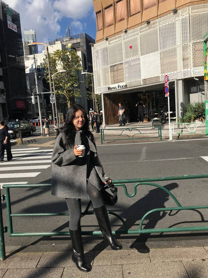 Korean Sle Woolen Coat Women's Chic Temperament Sweet Bow Tie Collar Hooded Warm Woolen Coat Long Sve Mid-Length