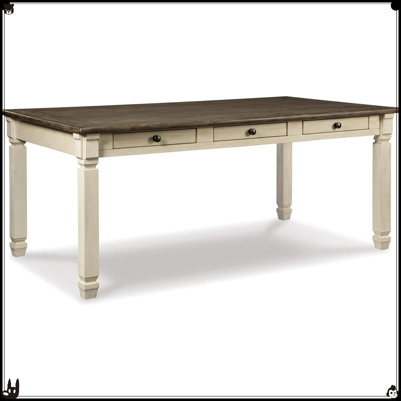 Bolanburg Farmhouse Dining Table, with Drawers & Seats 6, Whitewash Finish