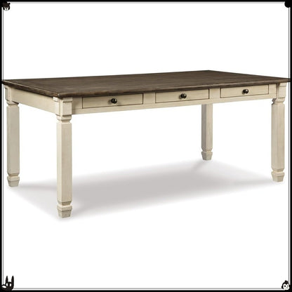 Bolanburg Farmhouse Dining Table, with Drawers & Seats 6, Whitewash Finish