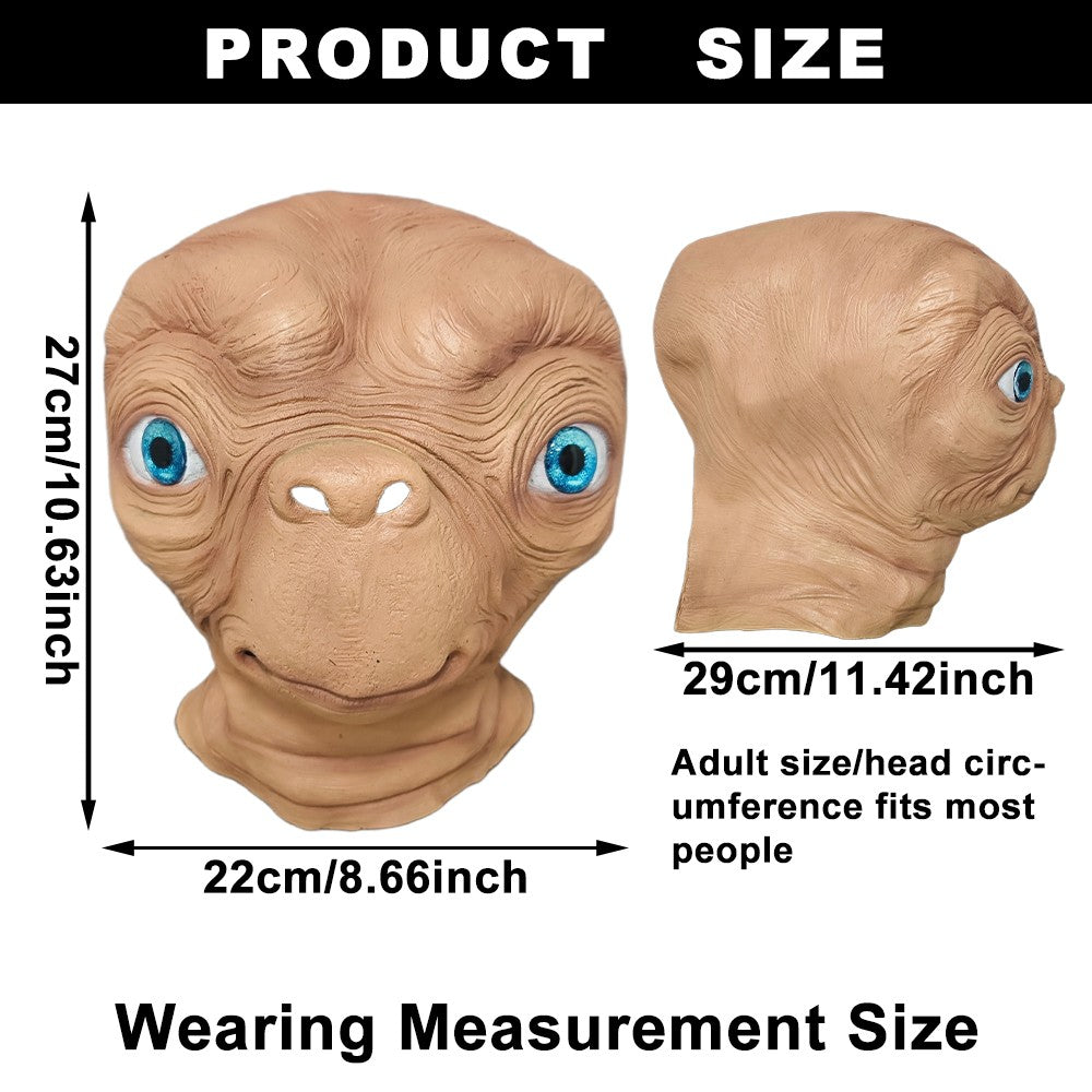 ET Alien Latex Mask Halloween Carnival Party Movie E.T. the Extra-Terrestrial Realistic Cosplay Creepy E.T. Alien Full Head Mask