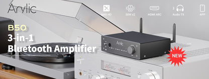 Arylic B50 Bluetooth 5.2 Transmitter Receiver AptX HD Audio Adapter Wireless Audio Amplifier for TV Home Headphones Stereo