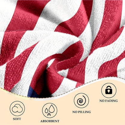 American flag pattern oversized beach towel, quick-drying bath towel, suitable for outdoor swimming, gym and camping