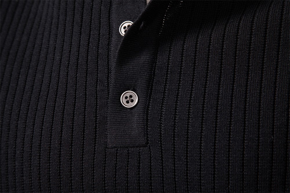 AIOPESON Men's Long Sleeve T-shirt Fall Winter Fashion Knit Slim Fit Polo Sweater Riibed Henry Collar Sweatershirt for Man