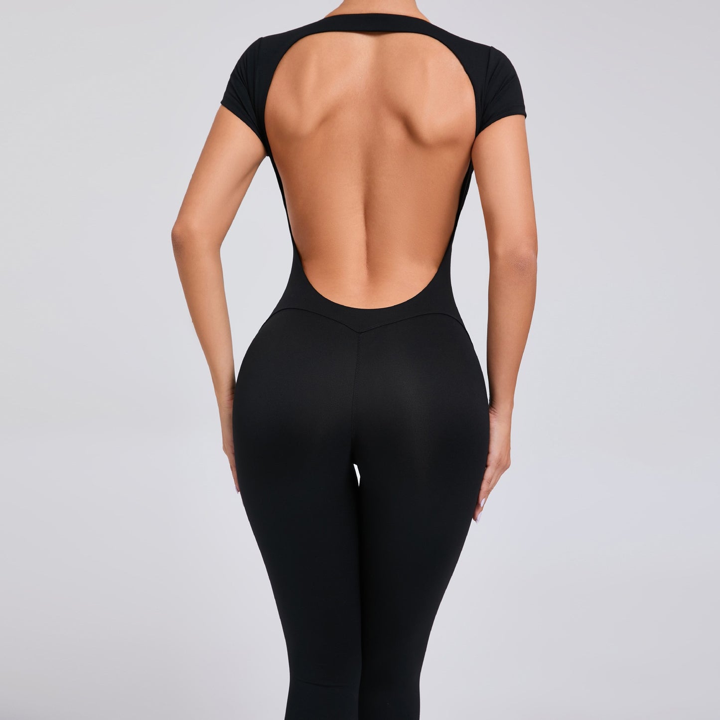 Yoga Set Sexy Backless One-piece Suit Female Rompers Quick Dry Yoga Clothing Workout Bodysuits Flared Sports Jumpsuit Women
