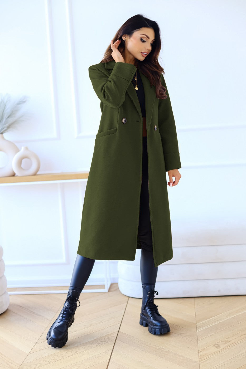 Autumn and winter 2024 new women's long woolen coat Korean version of the loose temperament haute overcoat coat