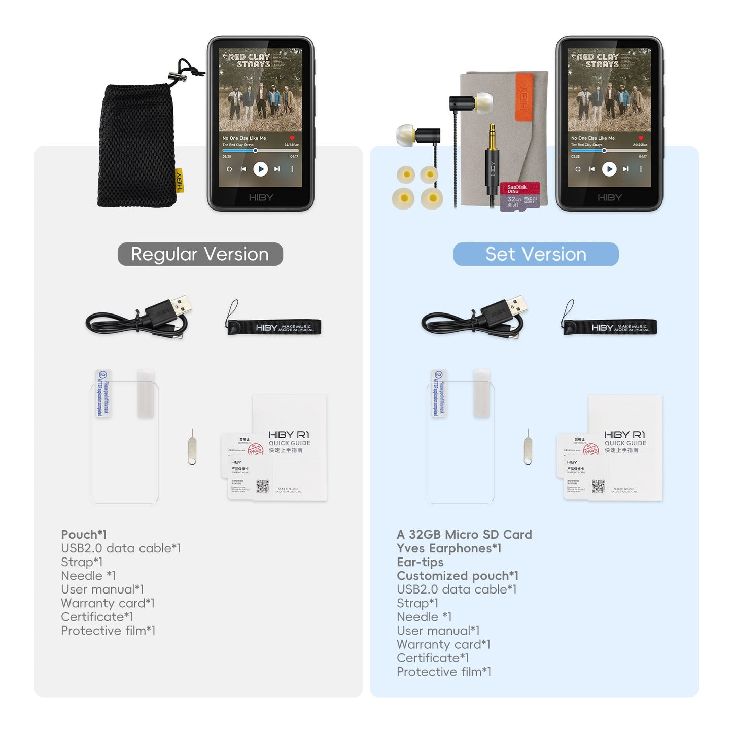 Reprodutor de Áudio HiBy R1 HiFi MP3 USB DAC WiFi Bluetooth 5.1 DSD256 PCM384kHz/32bit X1600E CS43131 MSEB Rádio Web Saída 3.5mm