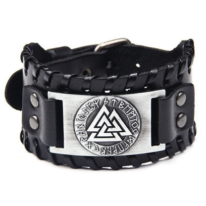 Acessórios de joias de runa viking HNSP pulseira de couro para homens tamanho ajustável