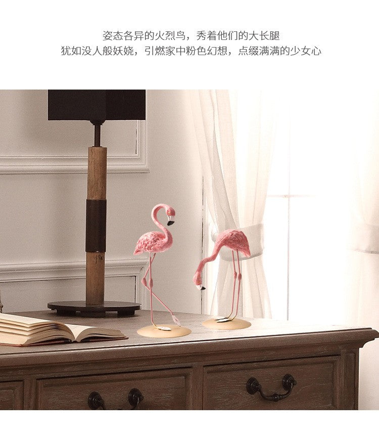Nordic Home Decor Accessories Creative Resin Flamingo Figurines Pink Sculpture Animal Model Living Room Desktop Ornament Crafts
