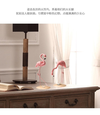 Nordic Home Decor Accessories Creative Resin Flamingo Figurines Pink Sculpture Animal Model Living Room Desktop Ornament Crafts