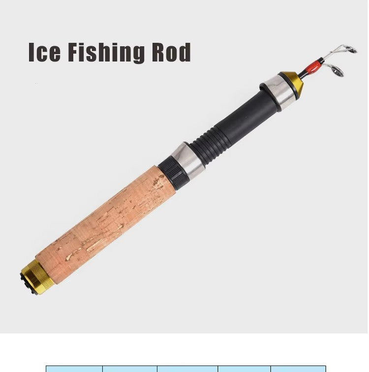 Vara de pesca de camarão mini 60cm, vara telescópica de carbono para pesca no gelo