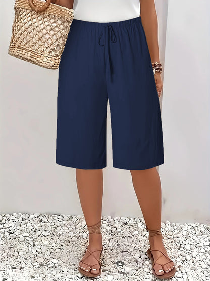 Women's 2025 Casual Solid Color Shorts - Mid-Length 5-Inch Bermuda Shorts, High Waist Loose Fit Summer Short Pants