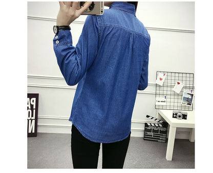 2022 Casual winter Autumn warm thick fleece denim Blouses Women Ladies Tops Women Blouses Long Sleeve Shirt clothe S-3XL