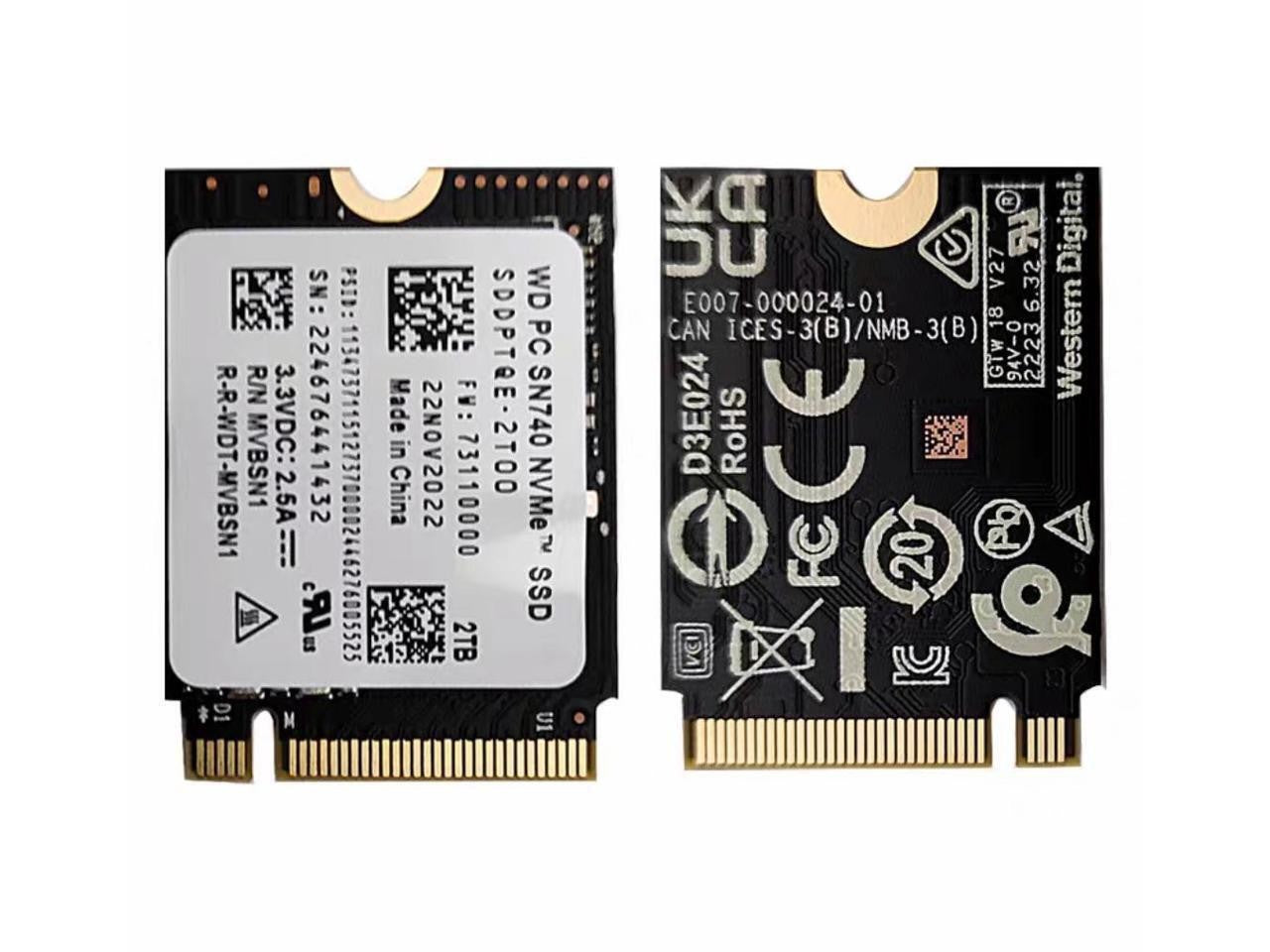 Western Digital WD SN740 SN5000S M.2 2230 SSD 2TB 1TB 256GB NVMe PCIe Gen4 x4 para Microsoft Surface Pro X Laptop 3 Steam Deck