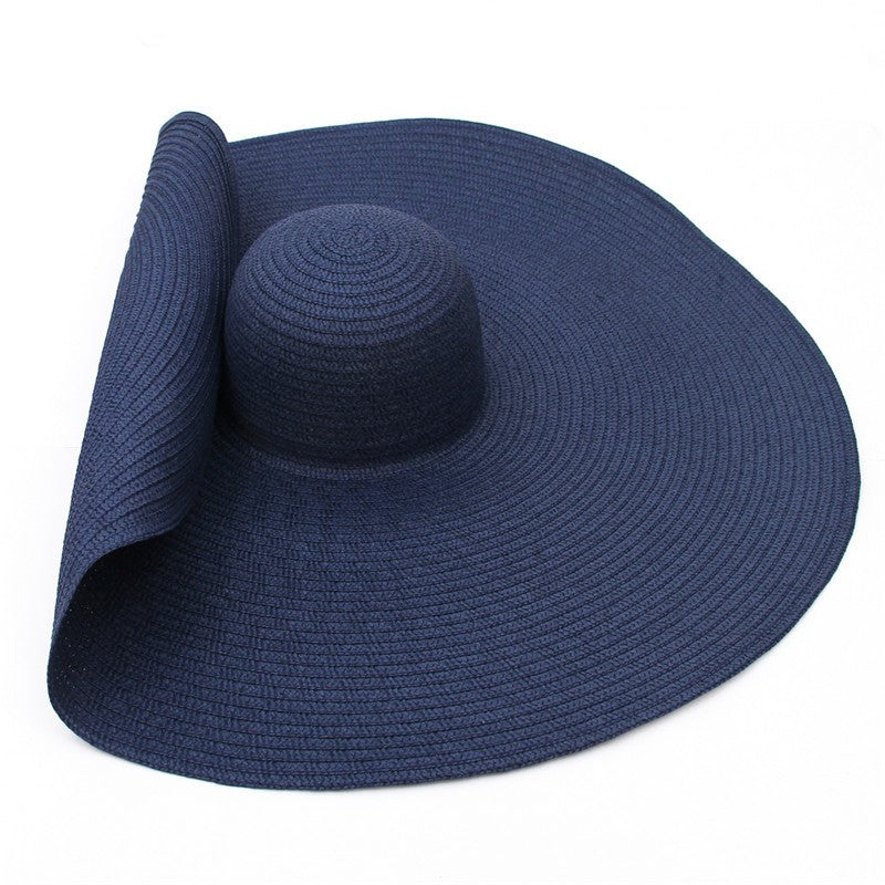 Big Beach Sun Straw Hat 30 40cm Brim 80 100cm Diameter Women Round Protect Travel Holiday Caps Foldable Super Large Straw Hat