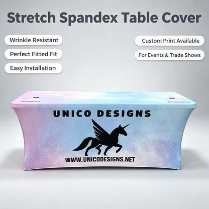 Custom Printed Fitted Tablecloth 4ft 6ft 8ft Table Cover for Business Events Exhibition Trade Show Advertising Decor