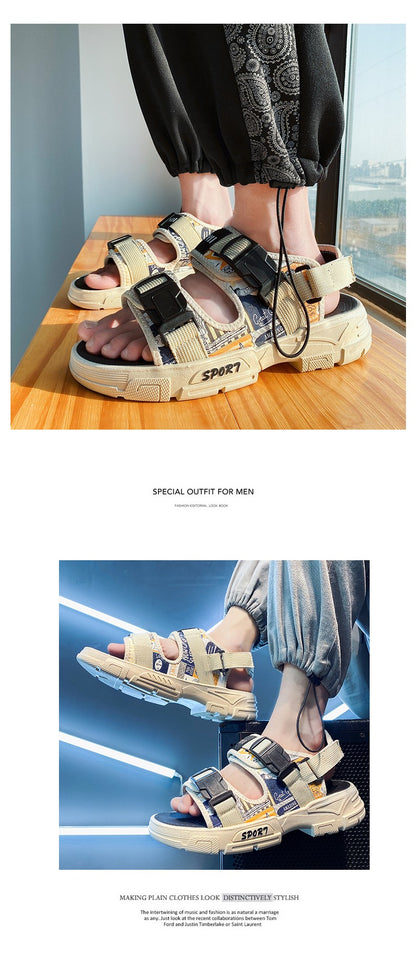 Summer Men's Sport Sandals Big Size 45 Slip on Casual Shoes for Men Outdoor Fashion Holiday Thick Sole Beach Sandals