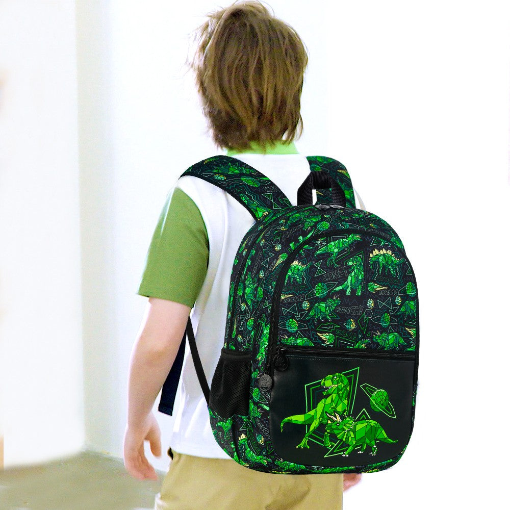 Mochila de Dinossauro 3 Peças para meninos, Conjunto de Mochilas Infantis de 42 cm para Ensino Fundamental, Pré-escola e Jardim de Infância, Mochila Escolar com Lancheira