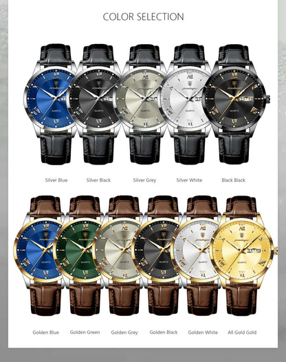 POEDAGAR Top Luxury Watch For Men Military Waterproof Luminous Date Week Man Wristwatch Leather Men's Quartz Watches Sport Reloj