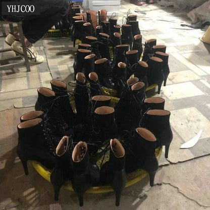Novas Sandálias Femininas de Salto Alto Sexy Vazadas em Tela Tendência da Moda Verão Conforto Peep Toe Botas Stilettos Jazz Dance Tamanhos Grandes
