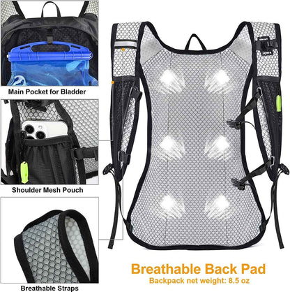 1 Mochila de Hidratação Leve, Mochila de Hidratação para Corrida com Reservatório de Água de 2L para Ciclismo