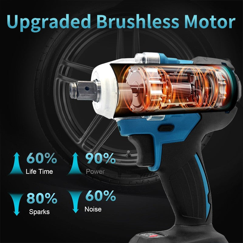 Makita DTW600 Chave de Impacto Sem Fio de Alto Torque, Chave Elétrica Brushless Recarregável de 18V para Reparo Automotivo